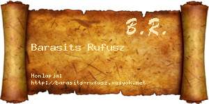 Barasits Rufusz névjegykártya